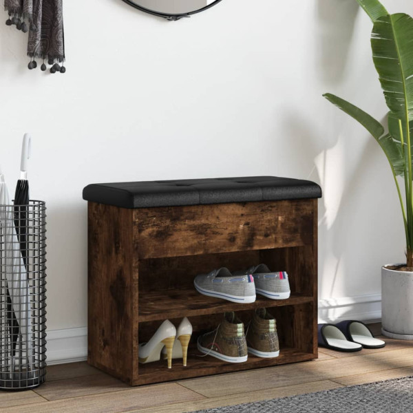 Banco zapatero madera de ingeniería roble ahumado 62x32x50 cm M 3
