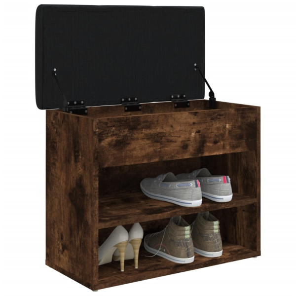 Banco zapatero madera de ingeniería roble ahumado 62x32x50 cm M 4