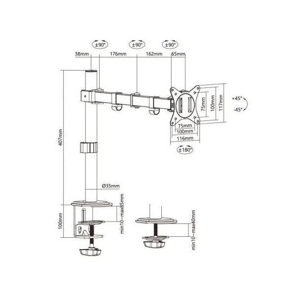 Soporte para monitor y TV AISENS DT32TSR-147 negro M 4
