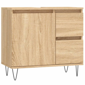 Armario de baño madera contrachapada roble Sonoma 65x33x60 cm H