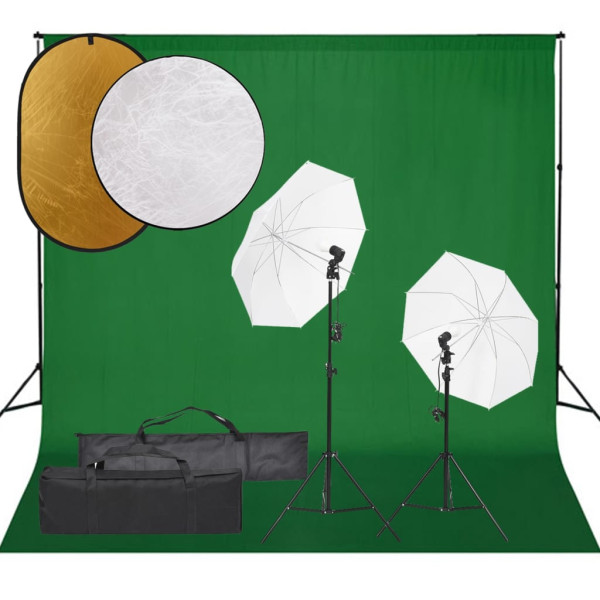 Kit de estudio fotográfico con set de luces. fondo y reflector D