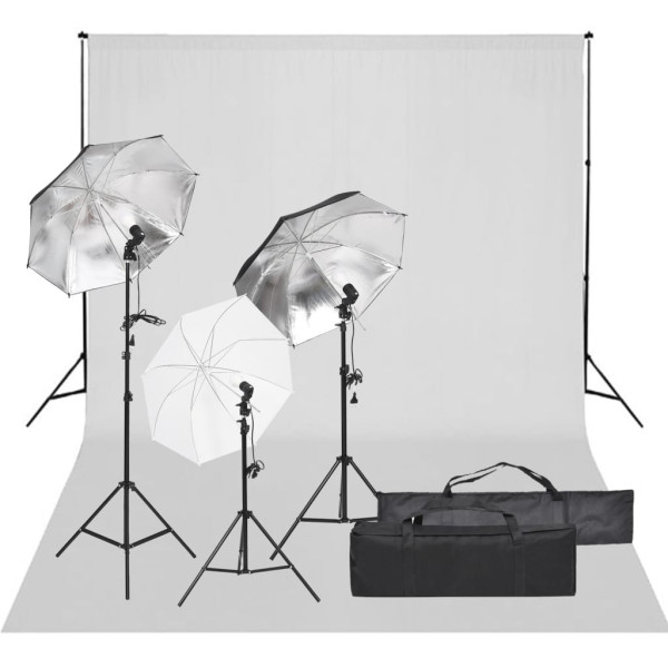 Kit de estudio fotográfico con set de luces y fondo D