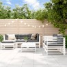 7 pcs conjunto lounge de jardim pinho maciço branco 1