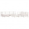 7 pcs conjunto lounge de jardim pinho maciço branco 2