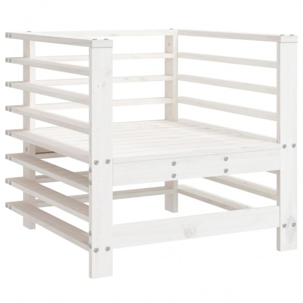 7 pcs conjunto lounge de jardim pinho maciço branco M 5