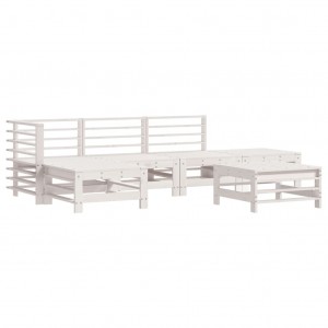 6 pcs conjunto lounge de jardim pinho maciço branco H
