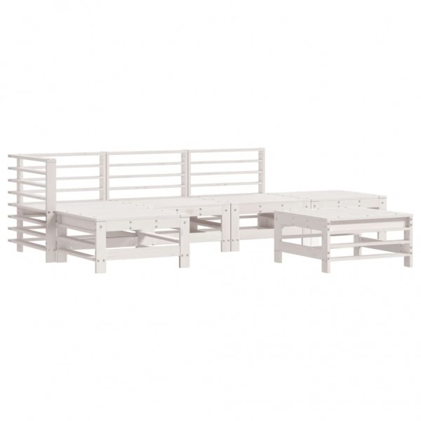 6 pcs conjunto lounge de jardim pinho maciço branco M 2