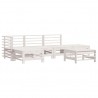 6 pcs conjunto lounge de jardim pinho maciço branco 2