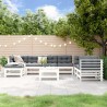 8 pcs conjunto lounge de jardim pinho maciço branco 1