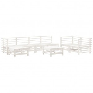 8 pcs conjunto lounge de jardim pinho maciço branco H