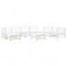 8 pcs conjunto lounge de jardim pinho maciço branco 2