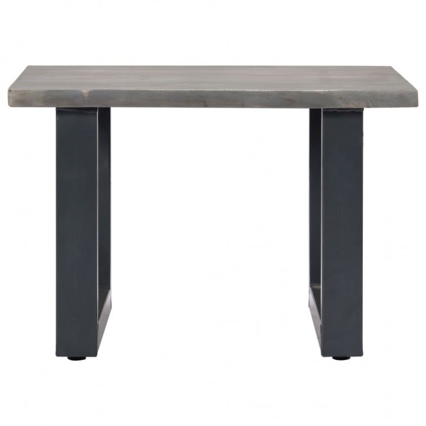Mesa de centro borde natural de acacia maciza gris 60x60x40 cm M 2