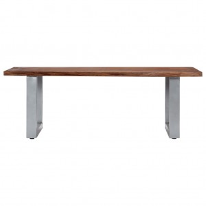 Mesa de centro borde natural madera maciza acacia 115x60x40 cm H