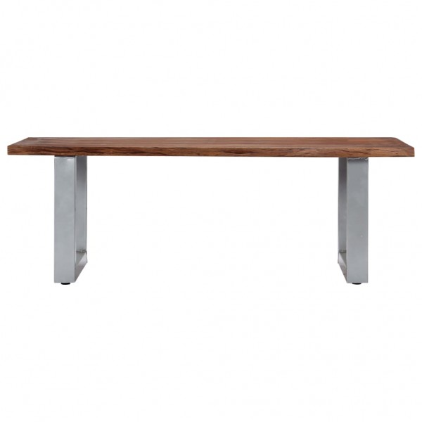 Mesa de centro borde natural madera maciza acacia 115x60x40 cm M 2