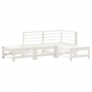 4 pcs conjunto lounge de jardim madeira de pinho maciça branco H