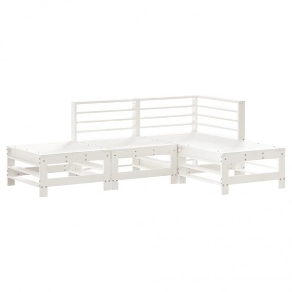4 pcs conjunto lounge de jardim madeira de pinho maciça branco M 2