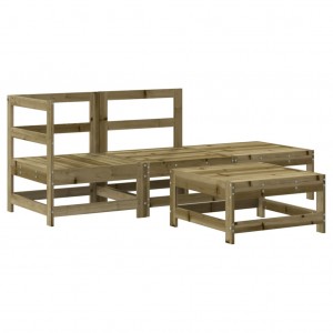 4 pcs conjunto lounge de jardim madeira de pinho impregnada H