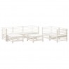 7 pcs conjunto lounge de jardim pinho maciço branco 2