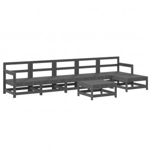 7 pcs conjunto lounge de jardim pinho maciço cinza H