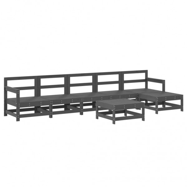Juego de muebles de jardín 7 piezas madera maciza de pino gris M 2