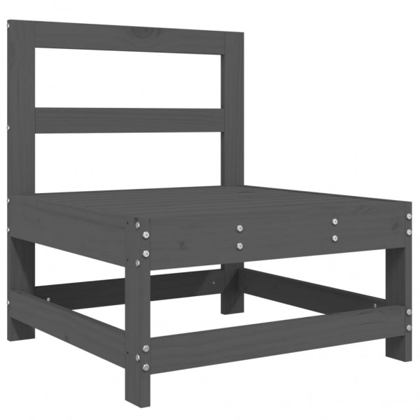 Juego de muebles de jardín 7 piezas madera maciza de pino gris M 4
