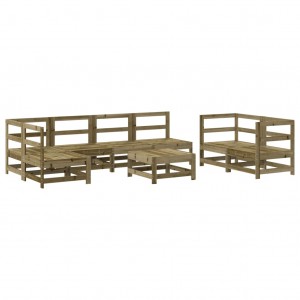 8 pcs conjunto lounge de jardim madeira de pinho impregnada H