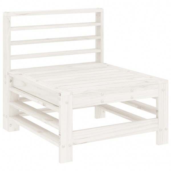 7 pcs conjunto lounge de jardim pinho maciço branco M 4