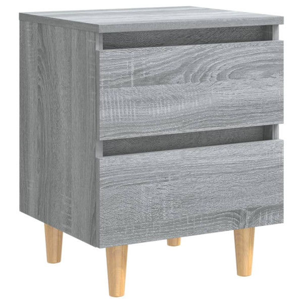 Mesita de noche patas de madera maciza gris Sonoma 40x35x50 cm M 2