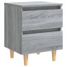 Mesita de noche patas de madera maciza gris Sonoma 40x35x50 cm 2