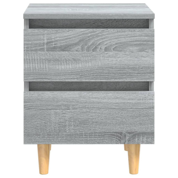 Mesita de noche patas de madera maciza gris Sonoma 40x35x50 cm M 3