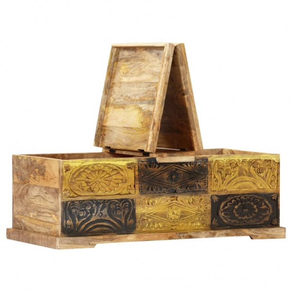 Mesa de centro de madera de mango maciza 100x50x35 cm M 5