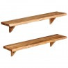 Estantes de pared 2 uds madera maciza de acacia 90x20x16 cm 1