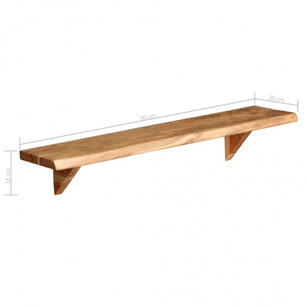 Estantes de pared 2 uds madera maciza de acacia 90x20x16 cm M 5