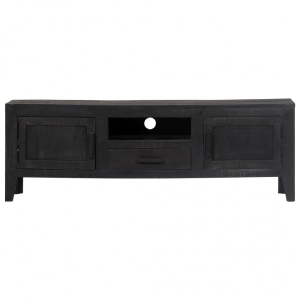 Mueble para TV de madera maciza de mango negro 118x30x40 cm M 4