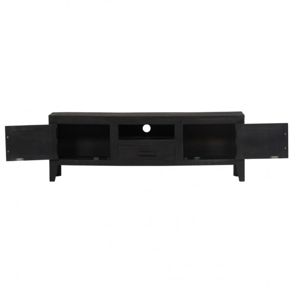 Mueble para TV de madera maciza de mango negro 118x30x40 cm M 5