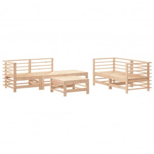 6 pcs conjunto lounge de jardim pinho maciço H