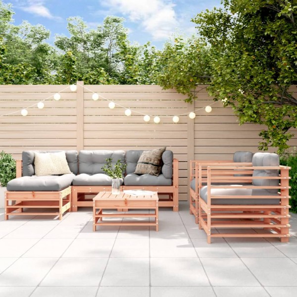 Juego de muebles de jardín 7 pzas madera maciza abeto Douglas D