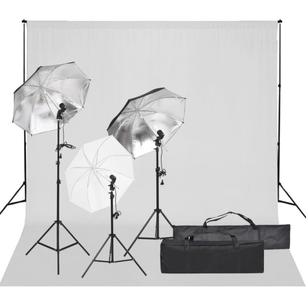 Kit de estudio fotográfico con set de luces y fondo D