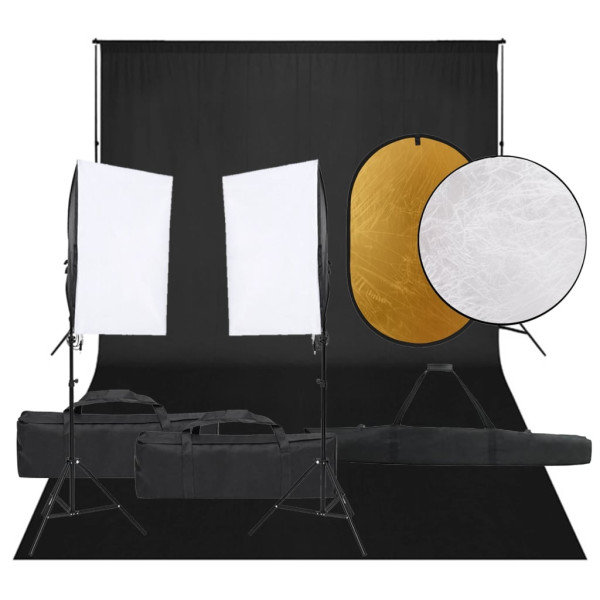 Kit de estudio fotográfico con set de luces. fondo y reflector D