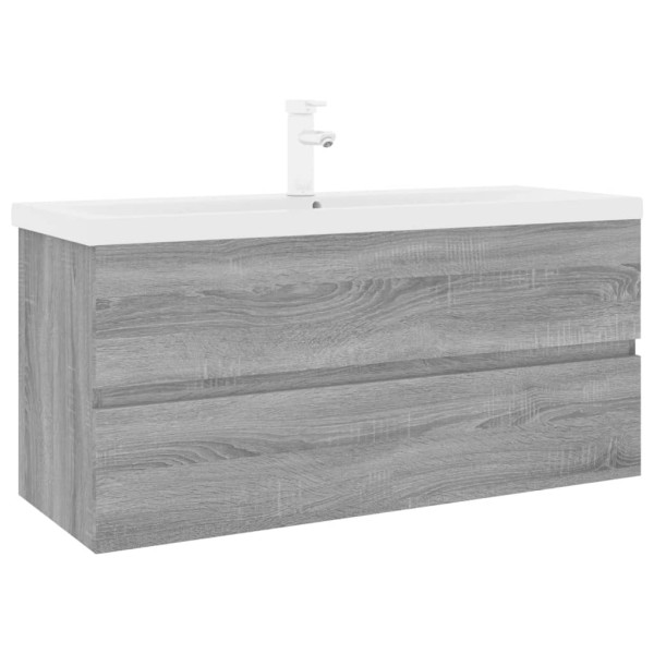 Mueble de baño con lavabo madera contrachapada gris Sonoma M 2
