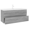 Mueble de baño con lavabo madera contrachapada gris Sonoma 3
