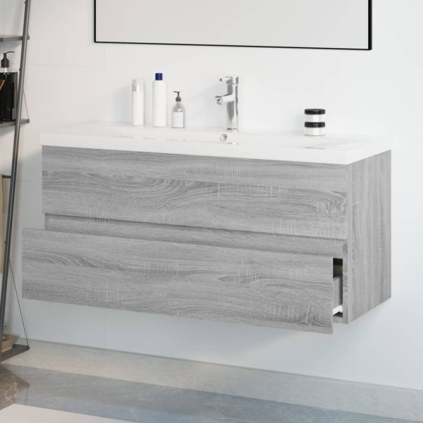 Mueble de baño con lavabo madera contrachapada gris Sonoma M 4