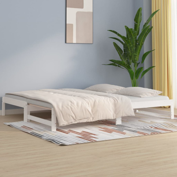 Sofá cama extraíble madera maciza de pino blanco 2x(80x200) cm D