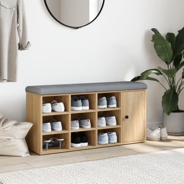 Banco zapatero madera de ingeniería roble Sonoma 102x32x50 cm M 5