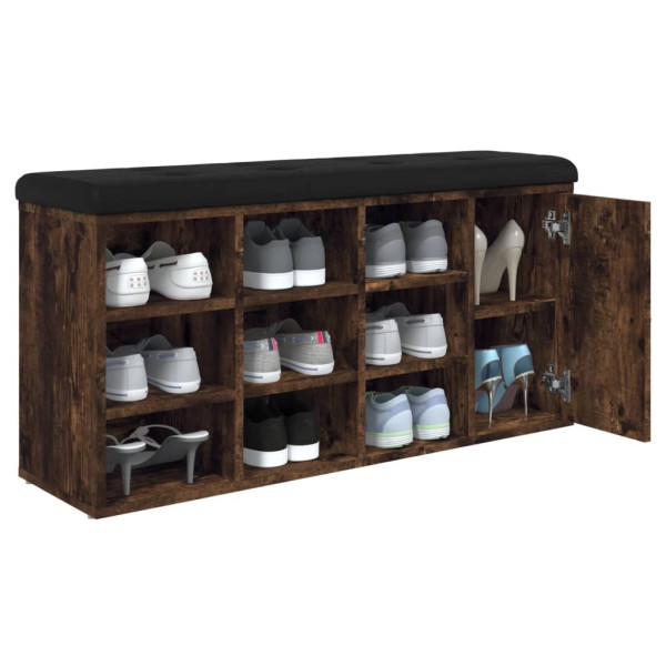 Banco zapatero madera de ingeniería roble ahumado 102x32x50 cm M 4