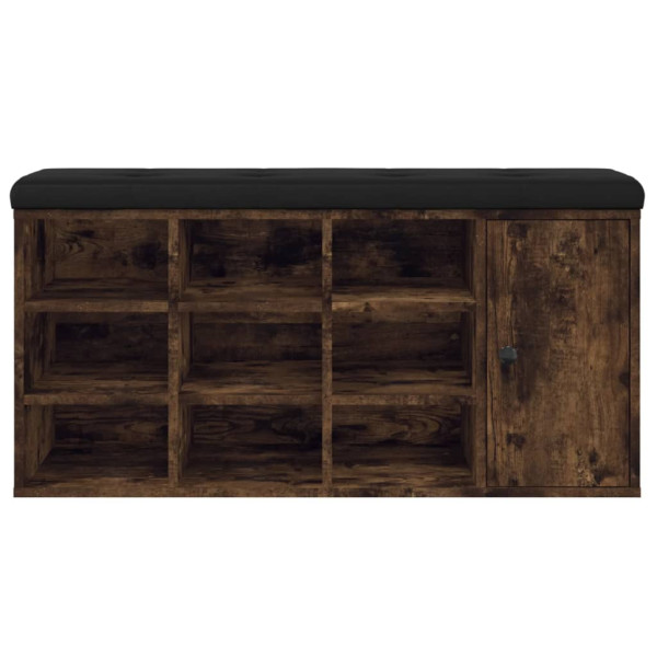Banco zapatero madera de ingeniería roble ahumado 102x32x50 cm M 5