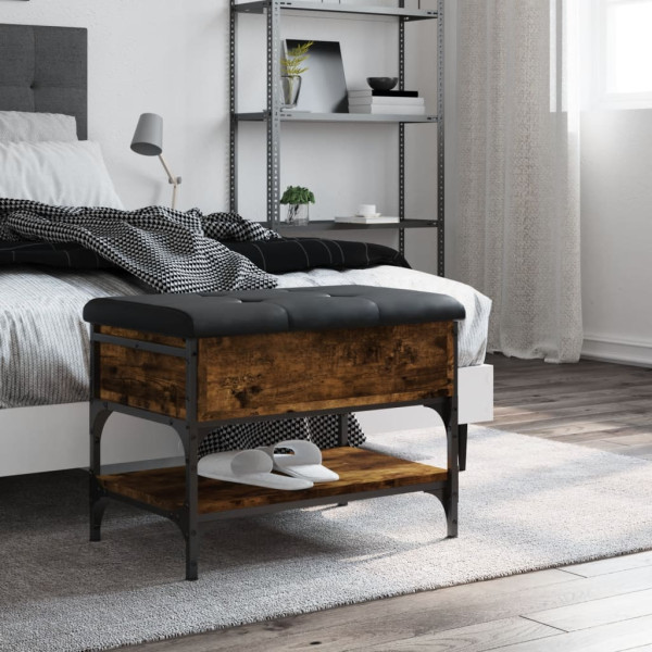 Banco zapatero madera de ingeniería roble ahumado 62x42x45 cm M 3