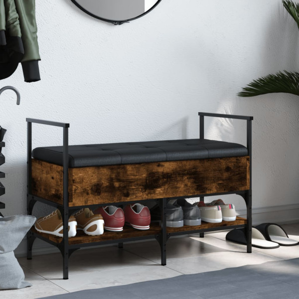 Banco zapatero madera ingeniería roble ahumado 85.5x42x57.5 cm M 3