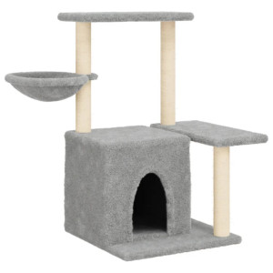 Rascador para gatos con postes de sisal gris claro 83 cm H
