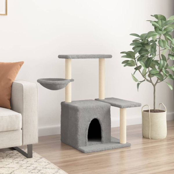 Rascador para gatos con postes de sisal gris claro 83 cm M 3